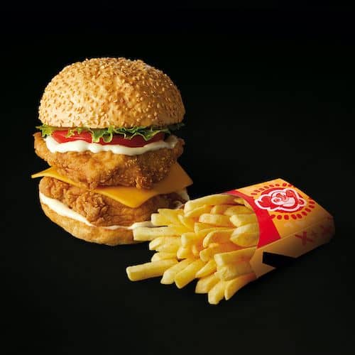 Double Burger de Poulet et Fromage & Frites